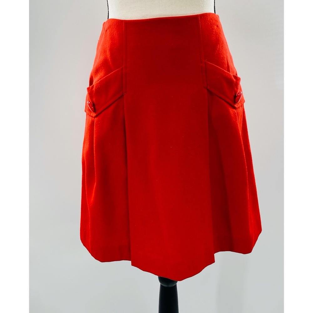 Vintage Crolla Red Lined‎ Pleated  Skirt